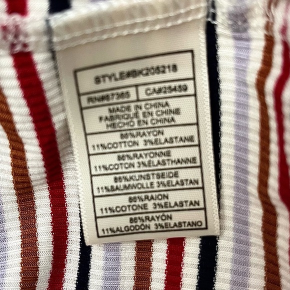 BB Dakota Ribbed Multicolored Striped Tee T Shirt Large - Picture 6 of 8